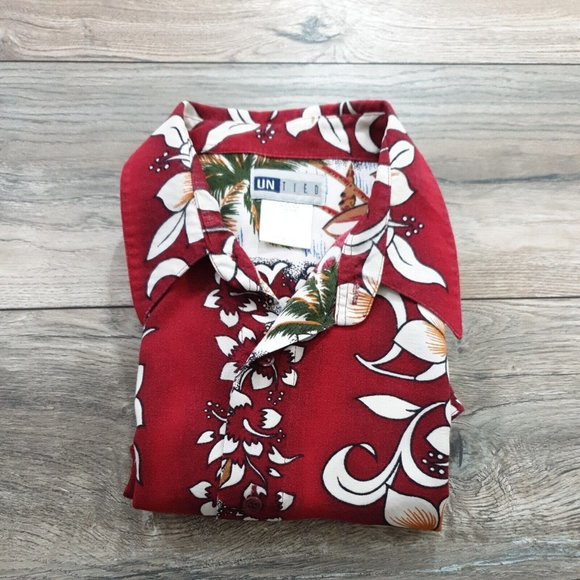 Untied Mens Large Short Sleeve Hawaiian Shirt Casual Vacation Pool Beach Party - Picture 9 of 9